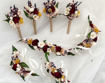 Couronne de fleurs de mariée, accessoires de cheveux de fleurs, coiffe de fleurs de mariée, couronne de fleurs, épingle à cheveux roses, couronne de fleurs séchées, peigne de fleurs