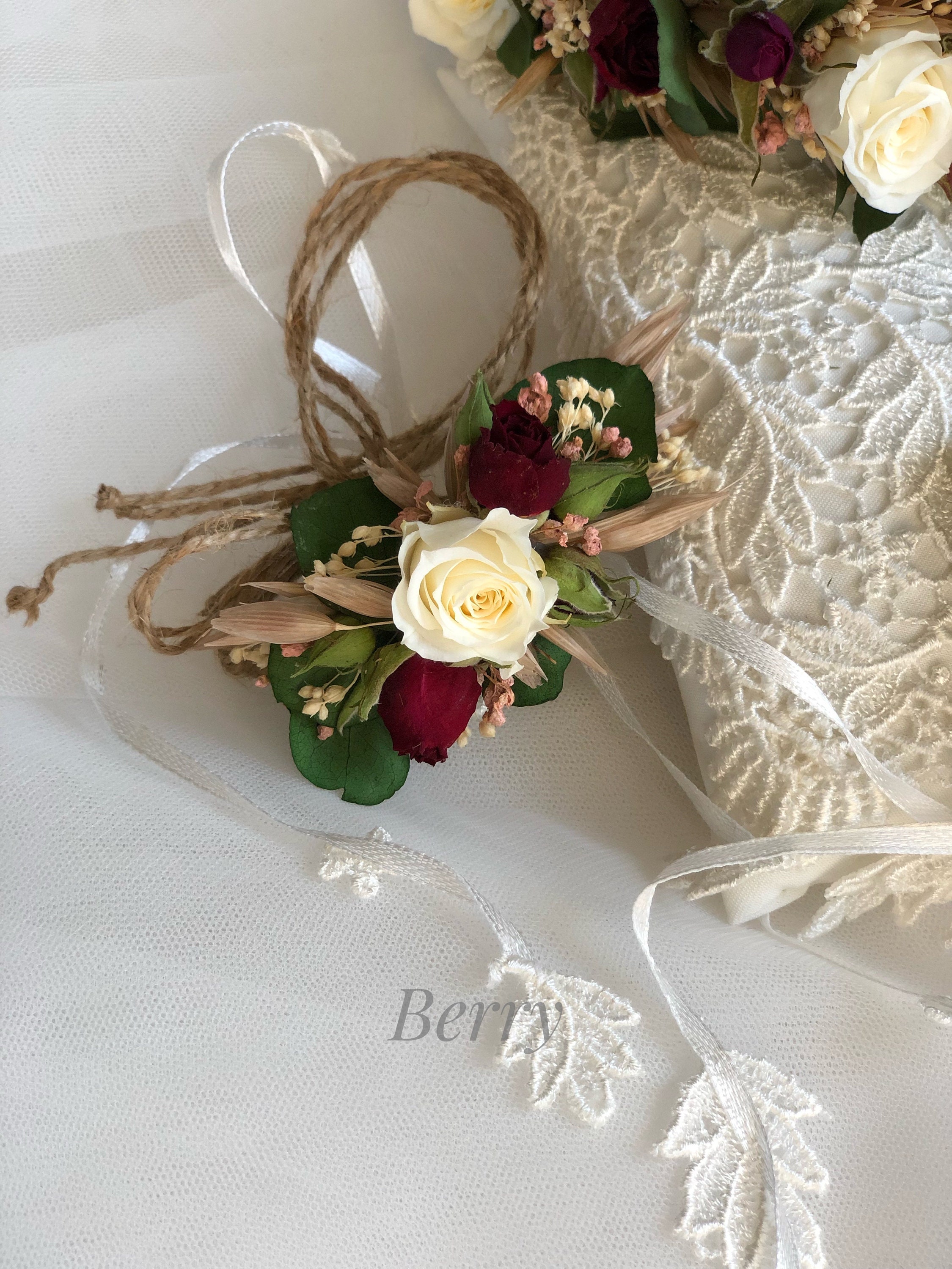 Corona di fiori secchi / Accessori per capelli della sposa / Copricapo di  fiori di paglia rosa pesca / Corona di fiori secchi per damigelle d'onore -   Italia