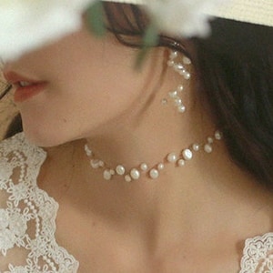 Handmade Multi-Layer Natural Baroque Pearl Choker Necklace • Beaded Pearl Choker • Dainty Bridal Pearl Necklace • Layering Wedding Necklace