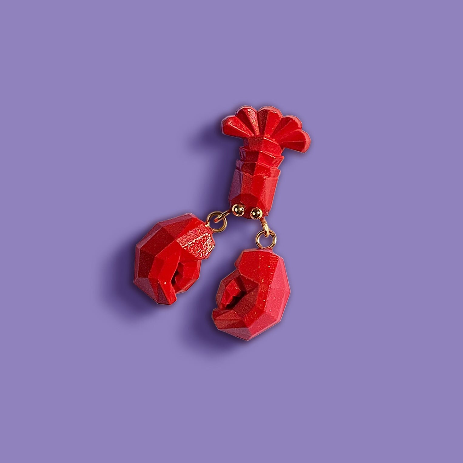 Lobster Stud Earrings Pixelated Animals Earrings Cartoon Etsy