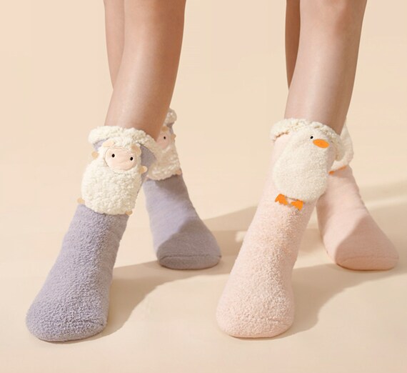 Christmas Women Kawaii Non Slip Socks - Fuzzy Fleece-Lined Warm