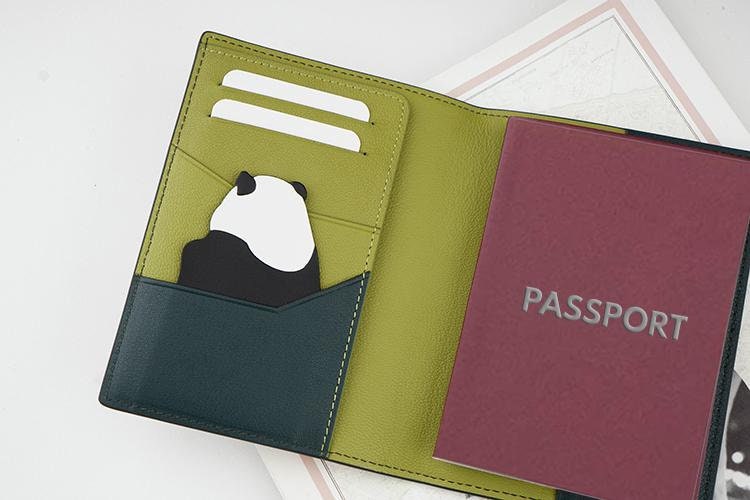 Designer Panda Series Leather Passport Holder Handmade -  Denmark