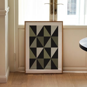 Modern Geometric Abstract Print |  Black and Green Aesthetic Minimalist Poster, Contemporary Wall Art, Instant Download, Printable Art