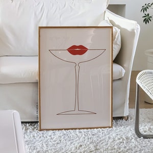 COCKTAIL KISS | Bar Cart Art, Cocktail Print, Bar Wall Art, Kitchen Art Printable, Alcohol Poster, Alcohol Wall Art, Printable Art