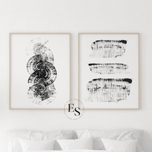 Black Abstract Art Print, Black and White Abstract Art, Printable Art, Gallery Wall Art, Minimal Prints, Modern wall art, Print Set Of 2