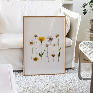 Pressed Flowers | Dried Flowers, Floral Wall Art, Neutral Botanical, Botanical Floral, Wildflower Print, Flower Poster, Modern Home Decor