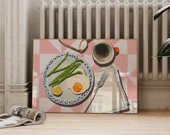 Table Food Poster | Kitchen Wall Art, Food Art Prints, Food Illustration, Trendy Kitchen Art, Retro Food Art, Kitchen Poster, Food Drawing