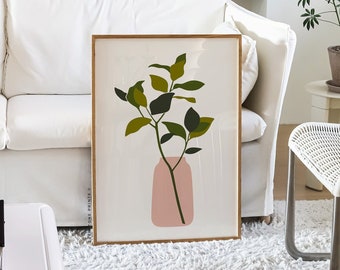 Impresión de arte vegetal / Arte de pared boho, cartel de plantas, impresión de plantas, impresiones boho, arte de pared en tono tierra, arte de pared imprimible