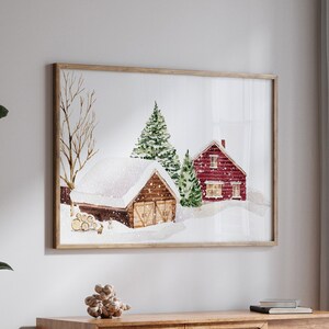 Christmas Landscape Print | Holiday Wall Art, Winter Wonderland, Christmas Prints, Winter Prints, Christmas Printable, Digital Download