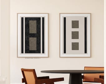 Arte abstracto geométrico negro / Arte abstracto en blanco y negro, Arte mural de galería, Impresiones minimalistas, Arte mural moderno, Arte mural imprimible