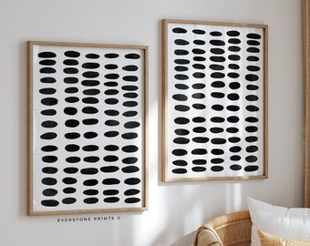 Arte abstracto en negro, arte abstracto en blanco y negro, póster geométrico, impresiones minimalistas, arte mural moderno, conjunto de pósteres imprimibles