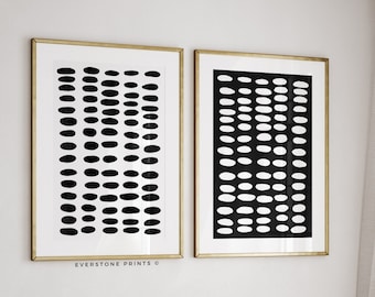 Arte abstracto en negro, arte abstracto en blanco y negro, póster geométrico, impresiones minimalistas, arte mural moderno, conjunto de pósteres imprimibles