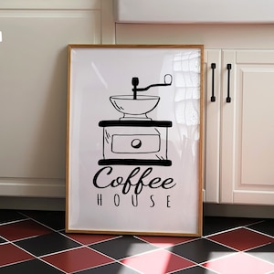 Coffee House Wall Art | Coffee Wall Art, Coffee Bar Art, Kitchen Art Printable, Drink Print, Minimal Coffee Print, Printable Art
