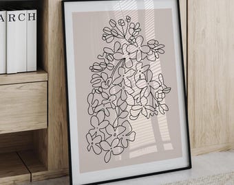Floral Art Print | Neutral Floral, Neutral Botanisch, Botanische Wandkunst, Blumendruck, Blumen Kunstdruck, Neutral Floral, bedruckbare Digital