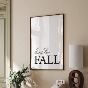 HOLA OTOÑO Impresión / Arte imprimible de otoño / Arte de pared de otoño / Arte de otoño rústico / Impresión de otoño / Cita de otoño / Impresiones mínimas / Cartel de otoño