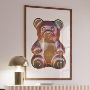Gummy Bear Wall Art Print | 2000 Wall Art, Trendy Wall Art, Quirky Wall Art, Candy Themed Decor, Y2K Room Decor