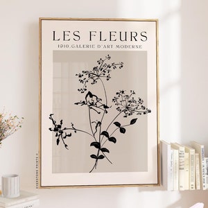 Les Fleurs プリント | ニュートラル フローラル、ボタニカル アート、ボヘミアン デコレーション、ギャラリー ボヘミアン アート、ニュートラル ボタニカル、フローラル ウォール アート、フラワー アート