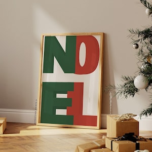 Noel Christmas Print | Red Green Christmas Prints, Christmas Decorations, Holiday Home Decor, Holiday Printable, Christmas Art