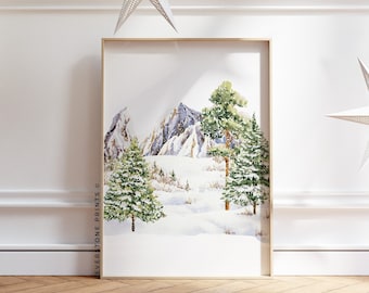 Impression au pays des merveilles d'hiver | Art mural des fêtes, Art du paysage, Art de Noël, Impressions hivernales, Art saisonnier des fêtes, Art mural de Noël