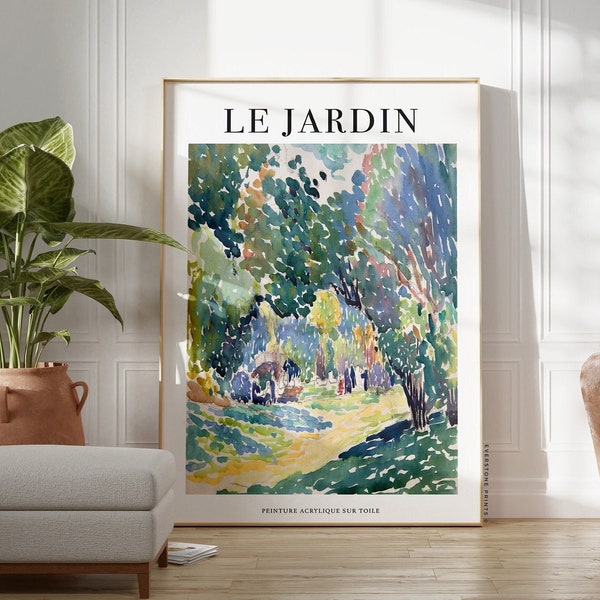 Le Jardin Print | Garden Print, Pastel Wall Art, Botanical Art, Floral Art, Summer Garden Art, Flower Garden, Printable Wall Art