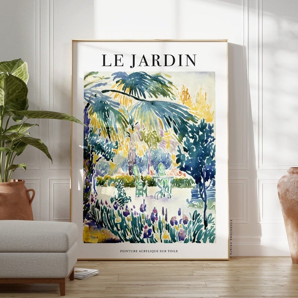 Le Jardin Print | Garden Print, Botanical Art, Floral Art, Pastel Wall Art, Summer Garden Art, Flower Garden, Printable Wall Art