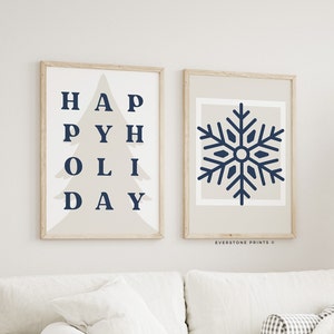 Galerijset van 2 kerstprenten | Kerst afdrukbare Home Decor | Kerstversiering | Moderne kerstmuurkunst | Vakantie printset