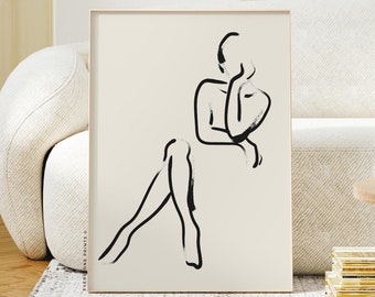Female Silhouette Art | Woman Line Drawing, Female Woman Body Art, Female Line Art, Boho Posters, Minimalist Print, Printable Art