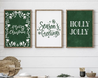 Christmas Set of 3 Prints | Christmas Art, Holiday Wall Art, Holiday Printable, Christmas Poster, Holiday Decor, Instant Download