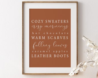 Fall List Art | Autumn Wall Art | Fall Art | Seasonal Art | Autumn Decor | Fall Decor | Fall Printable Art | Printable Wall Art