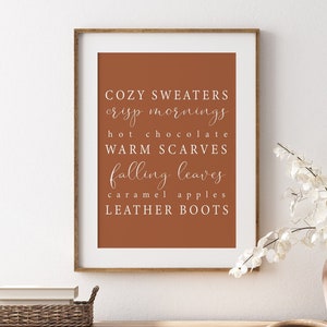 Fall List Art | Autumn Wall Art | Fall Art | Seasonal Art | Autumn Decor | Fall Decor | Fall Printable Art | Printable Wall Art