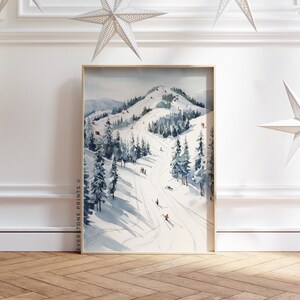 Ski Slope Christmas Print | Winter Christmas Decor, Christmas Print, Winter Decor, Christmas Landscape, Holiday Printable