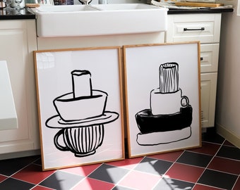 Set van 2 keukenafdrukken | Keukenmuurkunst, fruitmuurkunst, keukenkunst, eetkamermuurkunst, keukendecor, afdrukbare muurkunst