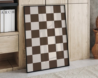 Karierte Wandkunst |  Retro Wandkunst, Groovy Prints, Große Wandkunst, Trendiges Schachbrett, Ästhetisches Zimmerdekor, Moderne Minimalistische Kunst