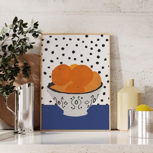 Orange Fruit Print | Fruit Wall Art, Food Art Print, Fruit Print, Kitchen Poster, Kitchen Fruit Art, Printable Wall Art