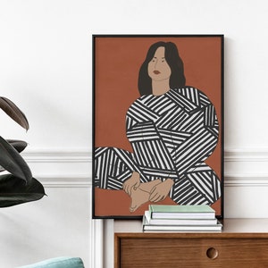 Abstrakte Menschen Kunst | Weibliche Figur Kunst, Mid Century Kunst, Figurenmalerei, Abstrakte Wandkunst, Wohnzimmer Wandkunst, Wanddekor