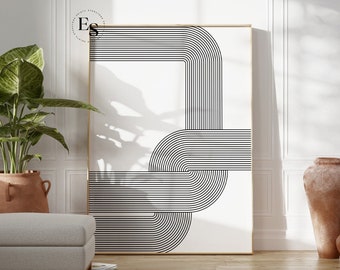 Mid Century Modern Geometric Lines Print | Abstract Symmetrical Poster (Digital Download)