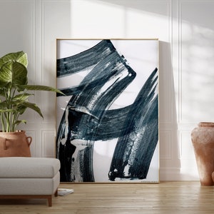 Blue Abstract Art Print | Modern Abstract Art, Brush Strokes Art, Minimal Prints, Modern Wall Art, Blue Wall Art, Printable Wall Art