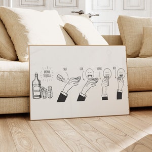 How to Drink Tequila Art | Bar Cart Art, Kitchen Art, Alcohol Print, Tequila Art, Bar Prints, Cocktail Art, Printable Wall Art