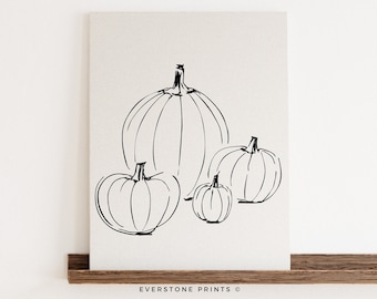 Pumpkin Line Art | Fall Prints | Autumn Wall Art | Fall Wall Decor | Pumpkin Print | Fall Printable Art