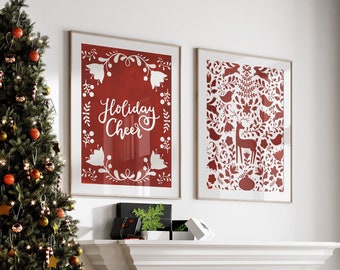 2er Set Weihnachtsdrucke | Urlaub Wandkunst, Weihnachten zum ausdrucken, Urlaub zum Ausdrucken, Weihnachten Kunst, Weihnachten Poster, Instant Download