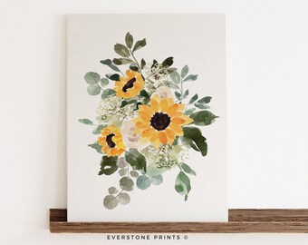 Sunflower Printable Art | Fall Wall Art | Fall Print | Watercolor Sunflower | Floral Print | Rustic Farmhouse Art | Country Wall Decor