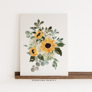 Sunflower Printable Art | Fall Wall Art | Fall Print | Watercolor Sunflower | Floral Print | Rustic Farmhouse Art | Country Wall Decor