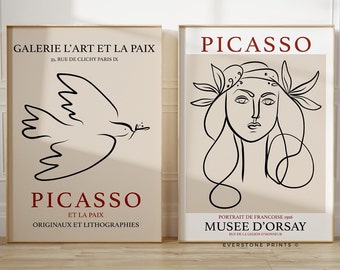 Set Picasso-lijntekeningafdrukken | Museumposter (digitale download)