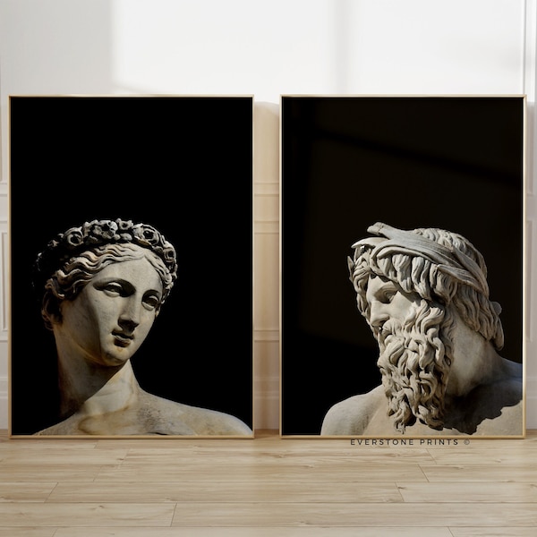 Set of 2 Greek Statue Art | Greek Mythology Print, Sculpture Art, Greek Statue Art, Greek Print, Statue Art, Printable Wall Art