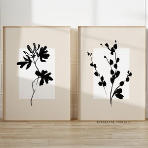 Botanical Flower Set of 2 | Minimalist Poster, Floral Set, Gallery Wall Art, Flower Wall Art, Fine Line Art, Minimal Line Art, Floral Print