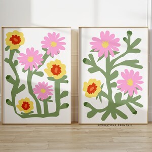 Pastel Flower Wall Art Set | Botanical Flower, Floral Wall Art, Wildflower Art, Florist Gift, Spring Flower Wall Set, Printable Art