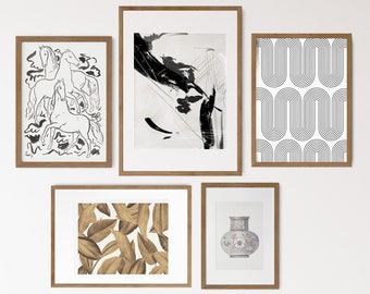 Gallery Wall Set of 5 | Neutral Abstract Wall Art, Minimalist Gallery, Printable Gallery Art, Modern Abstract Art, Neutral Gallery Set