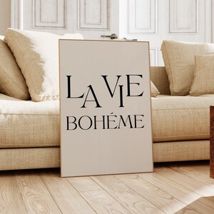 La Vie Boheme プリント | モダン ウォール プリント、ボヘミアン ウォール アート、ボヘミアン プリント、ニュートラル モダン ウォール アート、モダン クオート