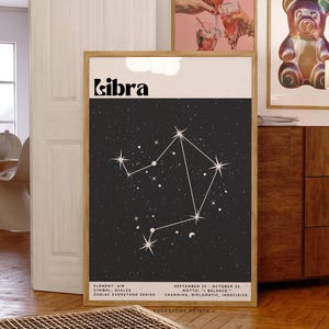 Libra Poster | Zodiac Libra Print, Retro Wall Decor, Digital Download Print, Large Printable Art, Libra Downloadable Prints