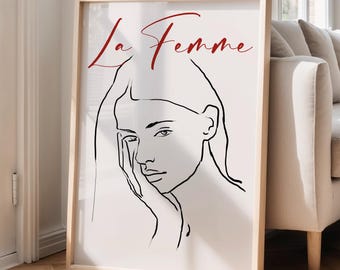 Femme Fatale Poster, Minimalist Lines Woman, Chic Home Decor, Minimalist Poster, Fashion Woman Print, Trendy Girly Art, Bar Cart Art